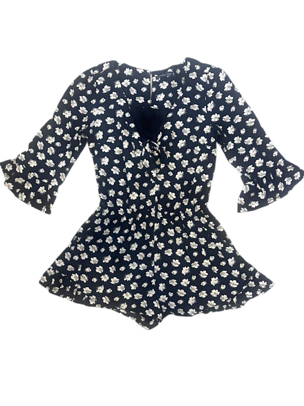Abercrombie & Fitch Navy Floral V-Neck Tunic Romper